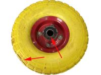 Колесо 4.10/3.50-4 полиуретановое для тачки (ось 20/75) мет. диск уценка