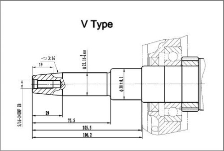 Коленвал 188F(GX390)-192F(GX460) (конус V-type,106мм)