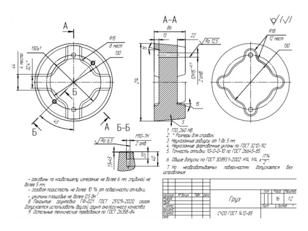 Утяжелитель (груз) колеса мотоблока литой 16кг (1шт)