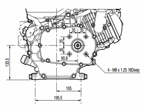 Двигатель Lifan KP420E-R (сцепление и редуктор 2:1) вал 25мм, 17лс, 18А