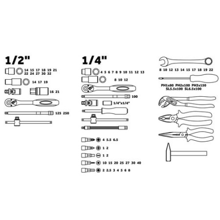 Набор слесарного инструмента PRO STARTUL, 80 предметов