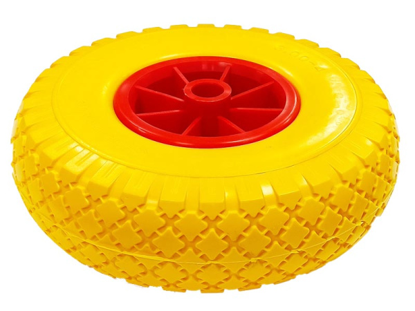 Колесо 3.00-4 полиуретановое для тачки (ось 20/75, пласт. диск)