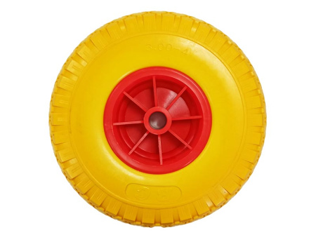 Колесо 3.00-4 полиуретановое для тачки (ось 20/75, пласт. диск)