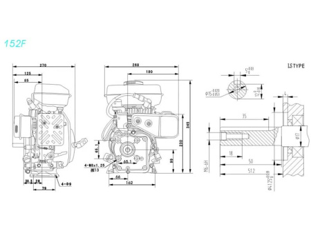 Двигатель Lifan 152F (вал 15мм) 2.5лс