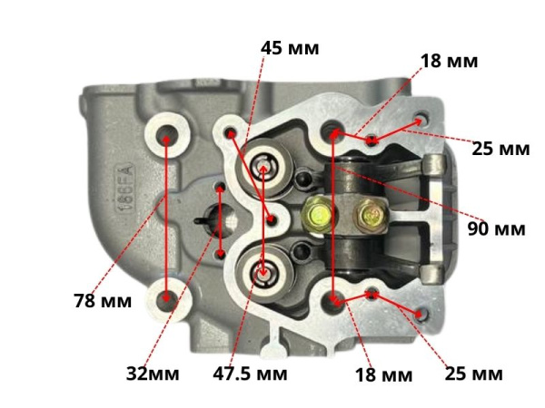 Головка блока цилиндра C186F Lifan в сборе (12130-H8610-0002)