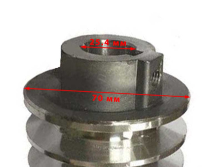 Шкив ременной пос.25,4мм (2 ручья,А-13мм,D70мм)