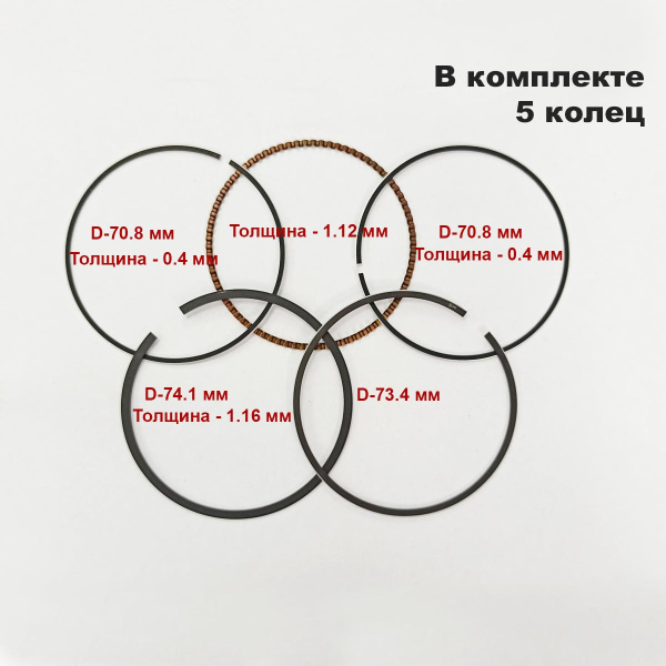 Кольца поршневые 1P70, LC170F-2, LC1P70FA (130070142-0001) Lonchin